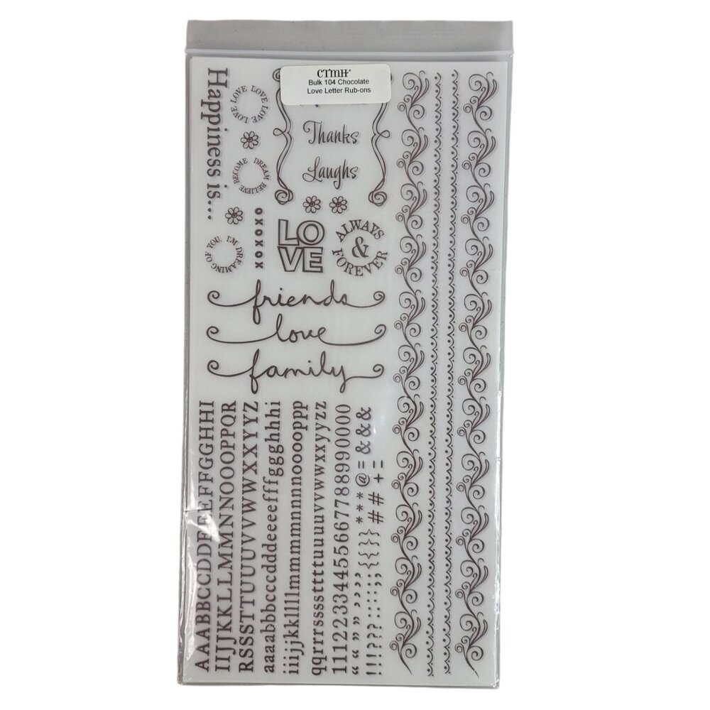Close to My Heart Love Letters Rub Ons Chocolate Bulk 104 5 Sheets Wooden Sticks